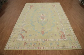 Handmade Wool Oushak Vegetable Dye Large Area Rug 10x14