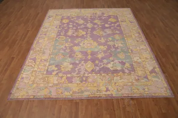 Purple Wool Floral Oushak Vegetable Dye Area Rug 8x10