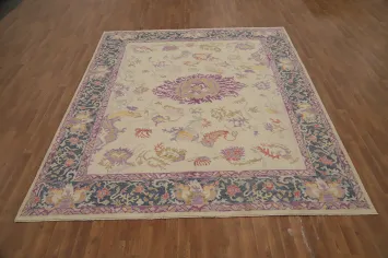 Floral Wool Oushak Vegetable Dye Area Rug 8x10