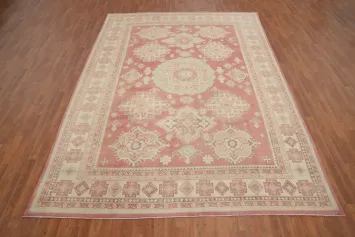 Handmade Geometric Kazak Vegetable Dye Area Rug 9x12