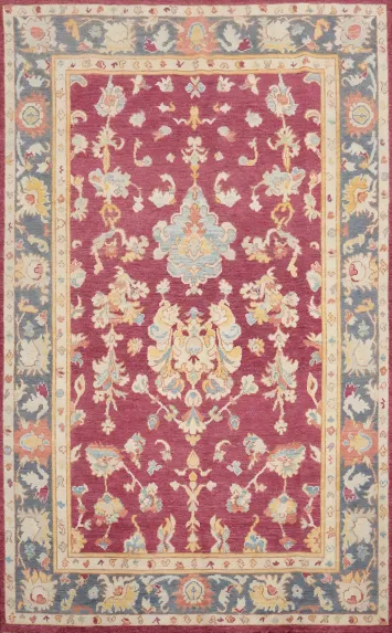 Handmade Floral Oushak Vegetable Dye Area Rug 6x9