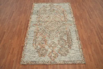 Textured Artistic Modern Area Rug 5x8 with Neutral Orange Hues