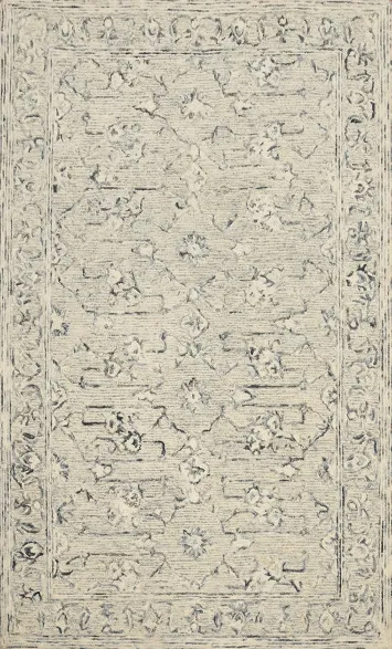 Elegant Neutral Modern Area Rug 5x8 with Intricate Floral Patterns