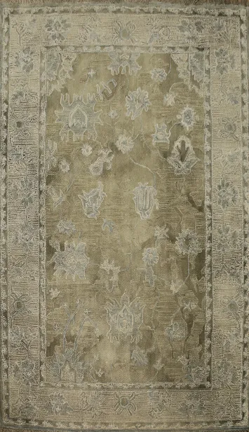 Floral Green Oushak Oriental Area Rug 5x8