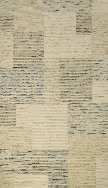 Abstract Minimalist Oriental Area Rug 5x8 in Neutral Tones