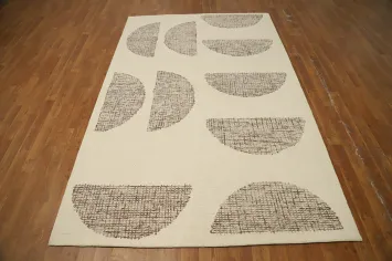 Neutral Tone Modern Area Rug 5x8 with Geometric Shapes