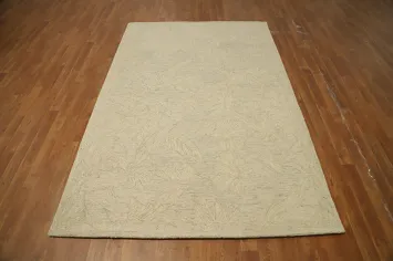 Neutral Toned Abstract Area Rug 5x8 with Subtle Leaf Patterns
