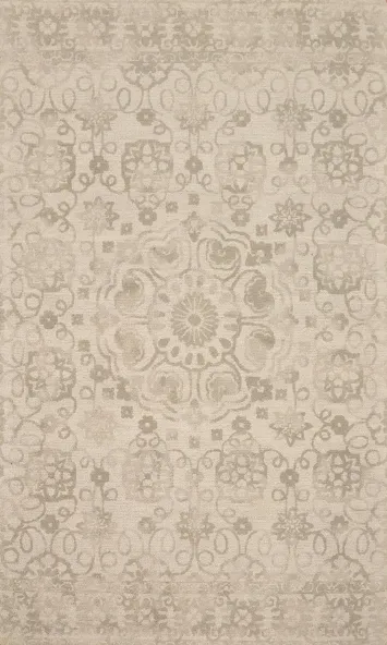 Elegant Floral Oriental Area Rug 5x8 with Soft Neutral Tones