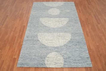 Modern Blue Geometric Area Rug 5x8 with Artistic Circle Design