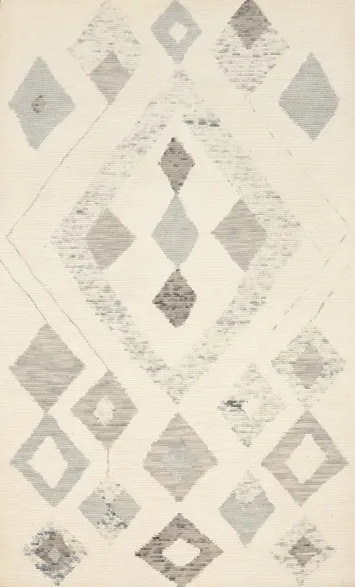Geometric Nordic Elegance: Neutral Gray Modern Area Rug 5x8
