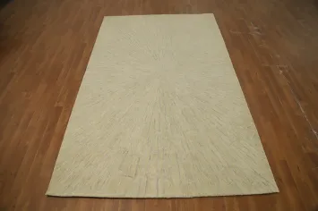 Contemporary Beige Abstract Wool Area Rug 5x8