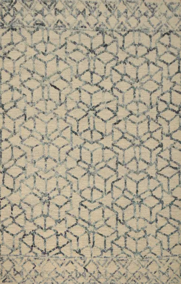 Sophisticated Symmetry Wool Geometric Modern Rug 5x7