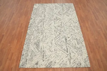 Sophisticated High-Quality Neutral Tone Abstract Area Rug 5x8