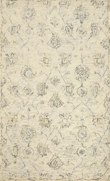 Exquisite Floral Area Rug 5x8 in Neutral Tones for Living Room