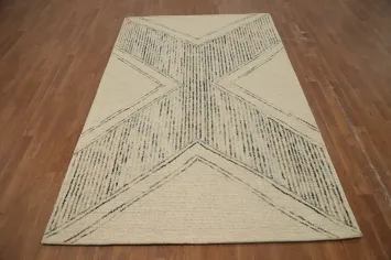 Contemporary Beige X-Patterned Modern Area Rug 5x8