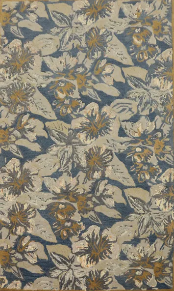 Golden Blooms on Exquisite Floral Area Rug 5x8
