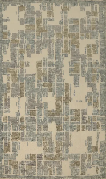 Modern Abstract Area Rug 5x8 with Soft Neutral Tones