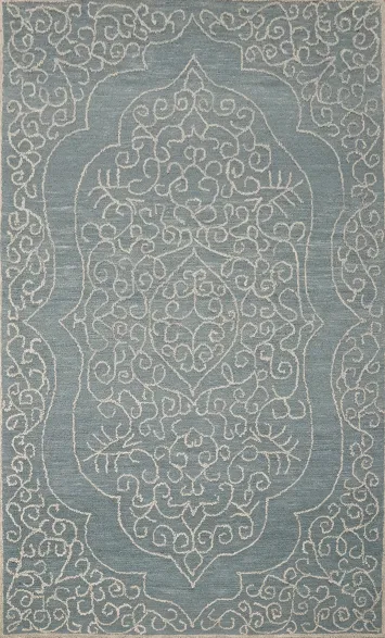 Chic Modern Area Rug 5x8 with Stunning White Arabesque Motifs