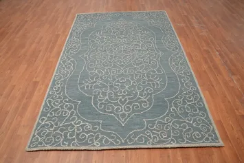 Chic Modern Area Rug 5x8 with Stunning White Arabesque Motifs