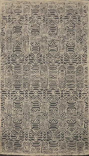 Modern Chic Monochrome Area Rug 5x8 with Architectural Design