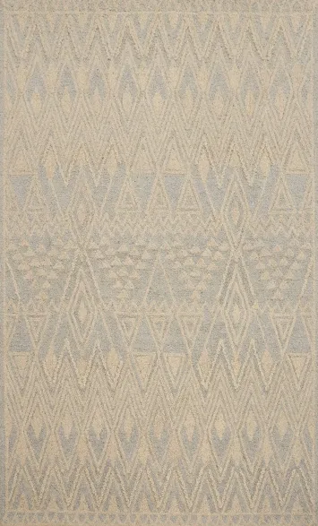 Geometric Trellis Wool Area Rug 5x8 with Subtle Triangular Design