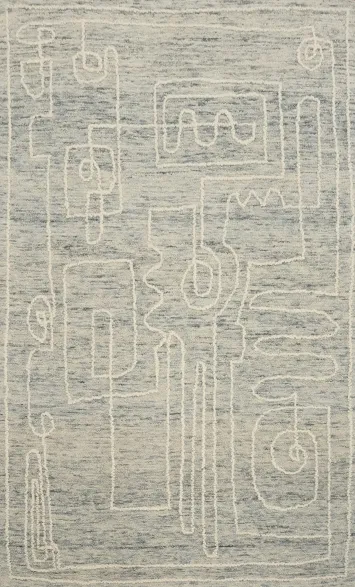 Contemporary Geometric Abstract Rug 5x7 in Soft Neutral Tones