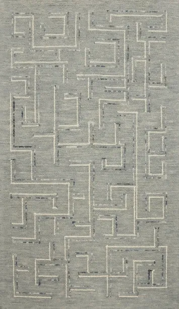 Grey Modern Area Rug 5x8 Featuring Intricate Maze Patterns