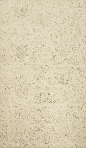 Timeless Aesthetic: Neutral Beige Ornate Abstract Area Rug 5x8