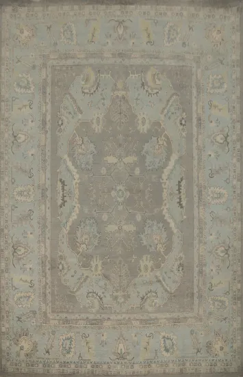 Vegetable Dye Gray Oushak Large Area Rug 9x12