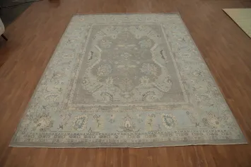 Vegetable Dye Gray Oushak Large Area Rug 9x12