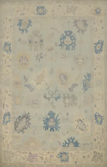 Floral Wool Oushak Vegetable Dye Area Rug 9x13