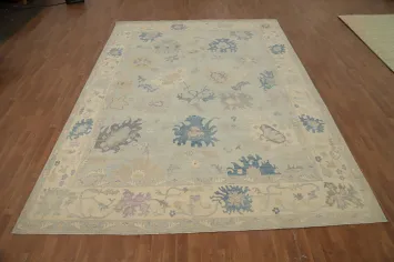 Floral Wool Oushak Vegetable Dye Area Rug 9x13