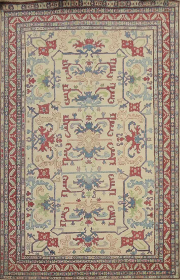 Vegetable Dye Kazak Geometric Wool Area Rug 9x11