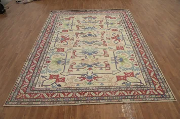 Vegetable Dye Kazak Geometric Wool Area Rug 9x11