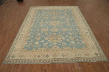 Handmade Blue Kazak Vegetable Dye Area Rug 9x12