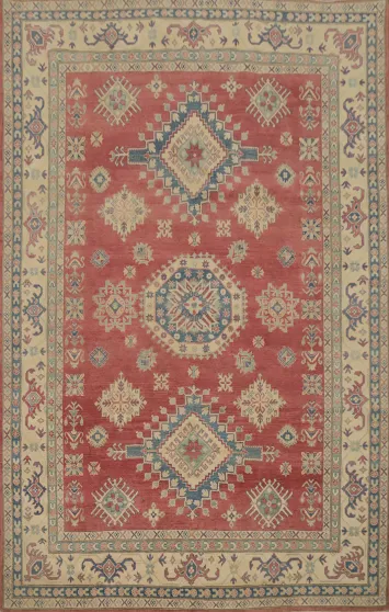 Vegetable Dye Kazak Geometric Wool Area Rug 8x11