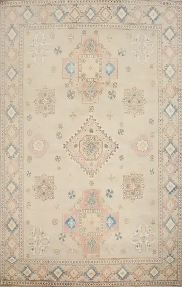 Vegetable Dye Kazak Geometric Large Area Rug 10x13
