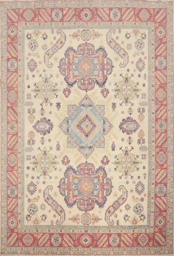Geometric Kazak Vegetable Dye Area Rug 8x10