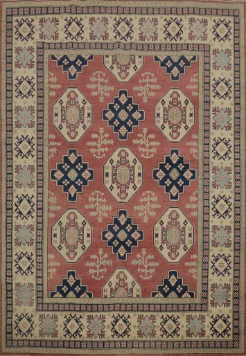 Vegetable Dye Kazak Geometric Wool Area Rug 8x10