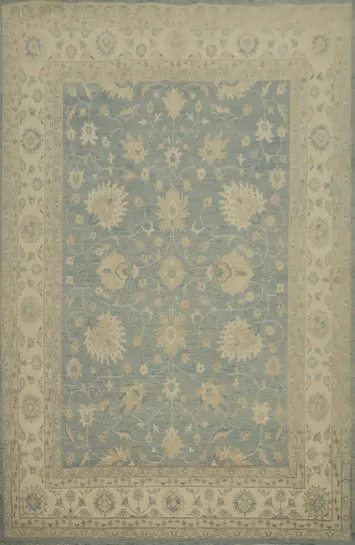 Blue Floral Kazak Vegetable Dye Area Rug 8x11