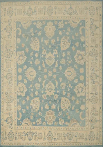 Blue Floral Kazak Vegetable Dye Area Rug 8x10