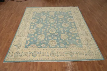 Blue Floral Kazak Vegetable Dye Area Rug 8x10