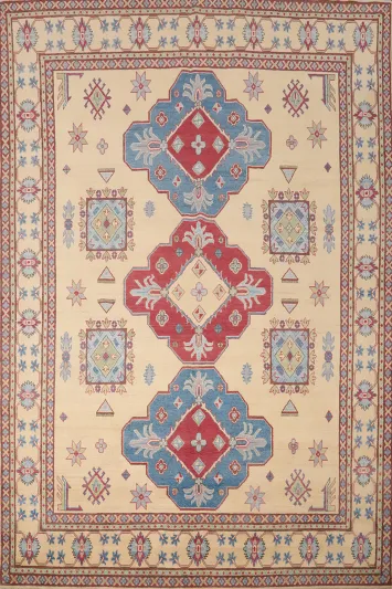 Vegetable Dye Kazak Geometric Large Area Rug 9x12