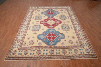 Vegetable Dye Kazak Geometric Large Area Rug 9x12