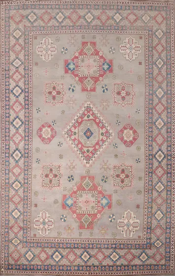 Geometric Kazak Vegetable Dye Area Rug 10x13