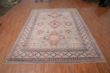 Geometric Kazak Vegetable Dye Area Rug 10x13