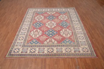 Geometric Wool Kazak Vegetable Dye Area Rug 8x10