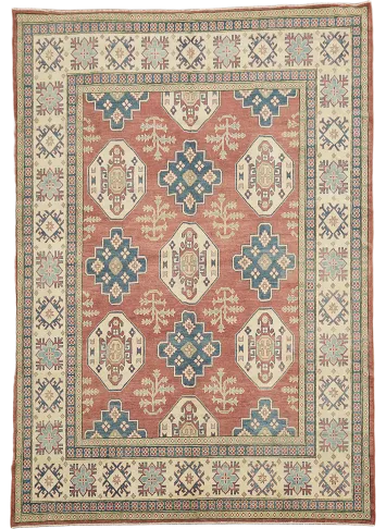 Geometric Wool Kazak Vegetable Dye Area Rug 8x10