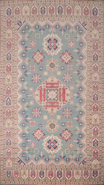 Geometric Kazak Vegetable Dye Large Rug 9x16