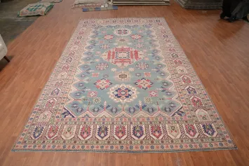 Geometric Kazak Vegetable Dye Large Rug 9x16
